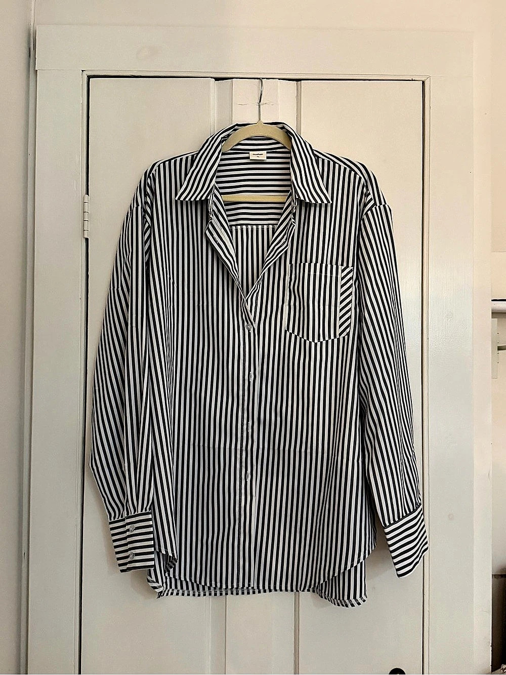 Striped Button Down in Grey & White